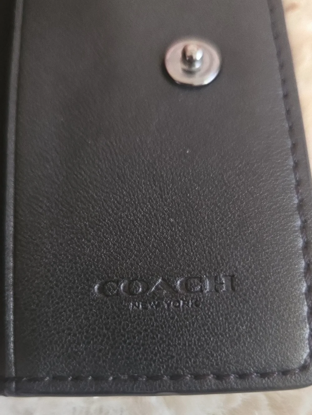 Coach Black Signature Card & Key Holder with Snap